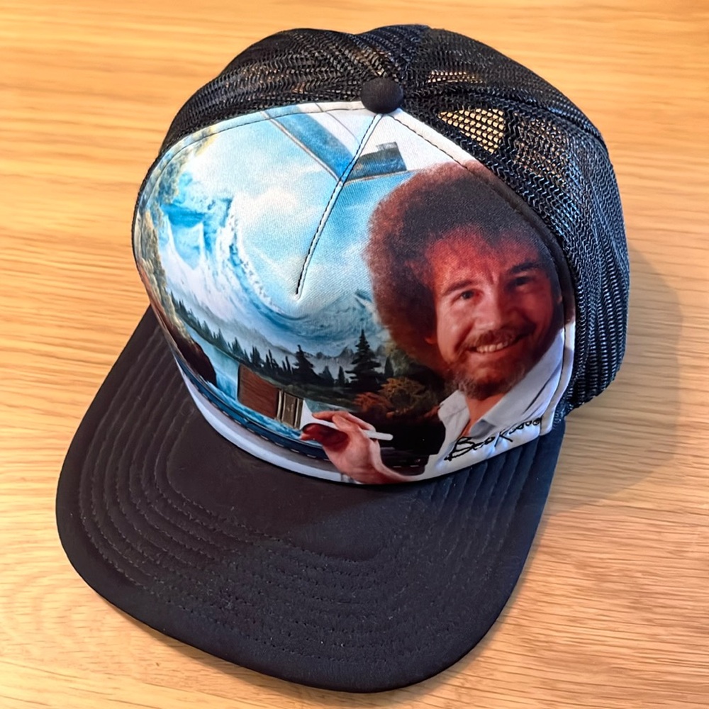 Bob Ross Black and Multicolor Trucker Hat